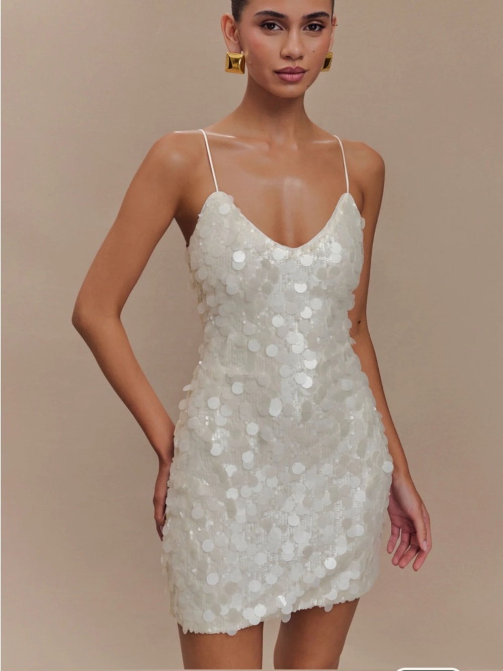 Meshki ROMILY Sequin Mini Dress - Ivory NWT